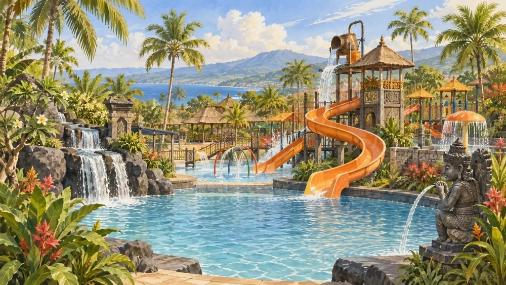 Painterly view of Krisna Waterpark Lovina in Bali
