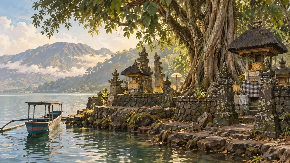 Painterly view of Kuburan Terunyan in Bali