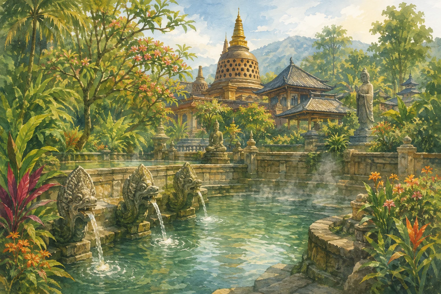Banjar Hot Spring and Buddhist temple in North Bali