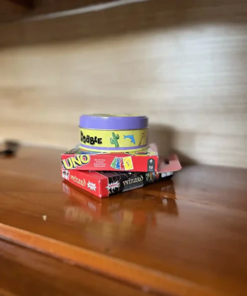 Board games available for guests in the Kubu Elsa Bali lounge